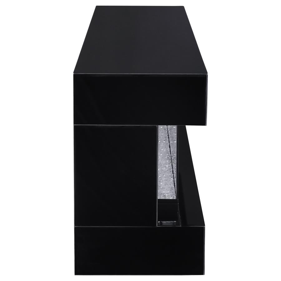 Vallerie 71" TV Stand with Visual Flame Box Black - Stylish and Functional Media Console with Warmth and Ambiance