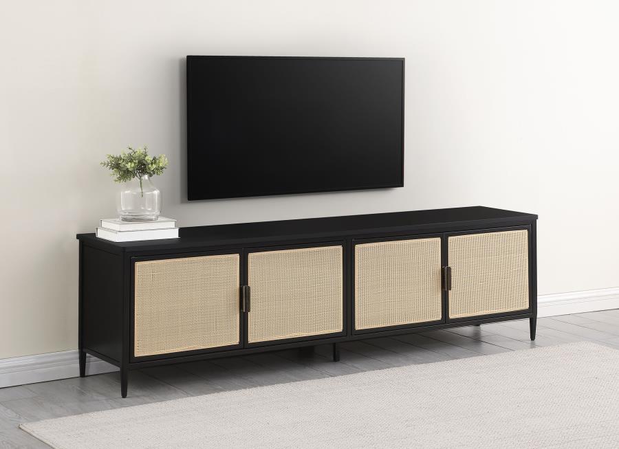 Tokyo Woven Rattan Design Entertainment Center - Stylish and Functional Storage with a Bohemian Touch