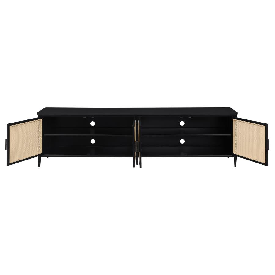 Tokyo Woven Rattan Design Entertainment Center - Stylish and Functional Storage with a Bohemian Touch