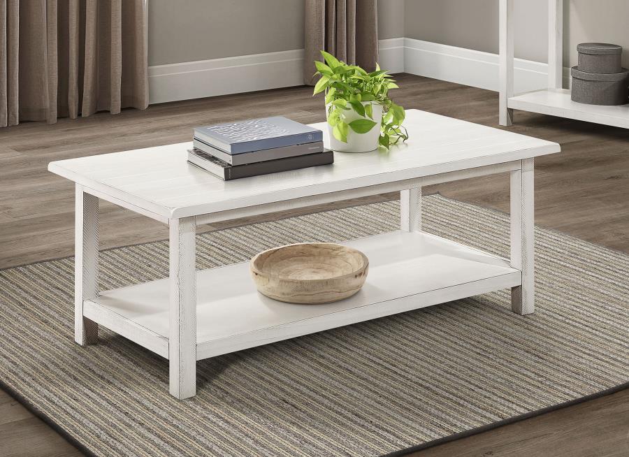 Payne Wood Coffee Table with Shelf White - Modern and Versatile Centerpiece for Your Living Room