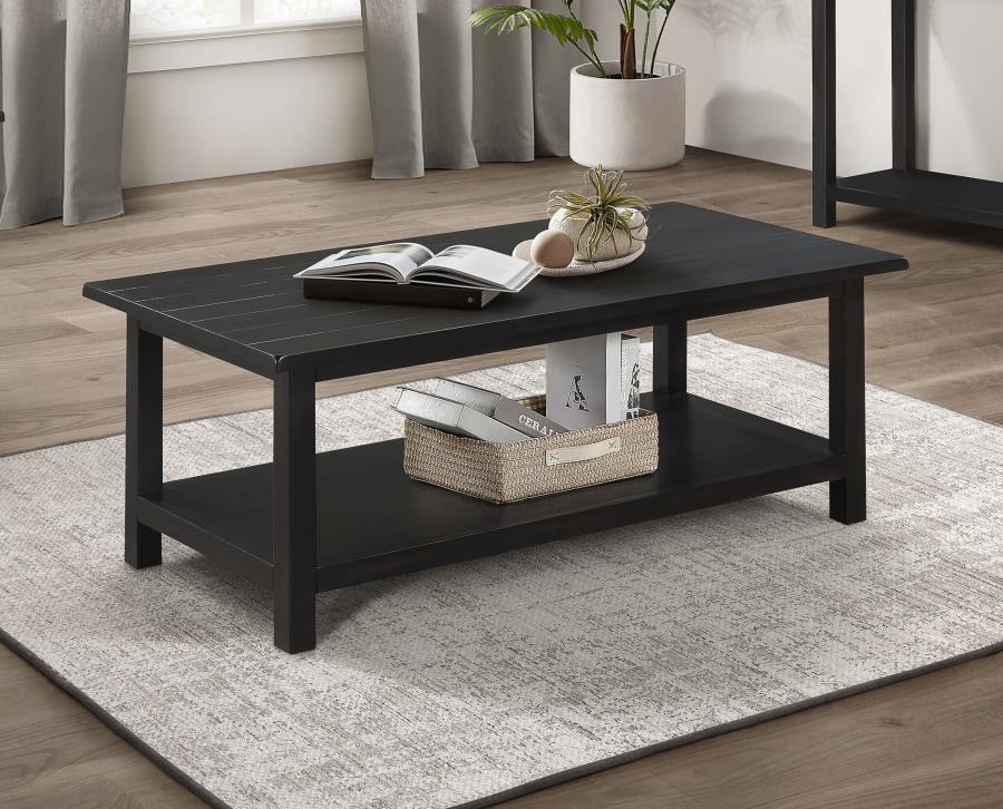 Payne Wood Coffee Table with Shelf Java - Elegant and Practical Centerpiece for Your Living Room