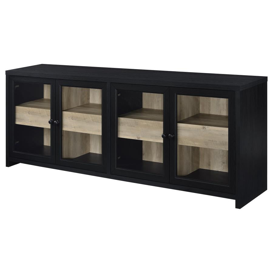 Denison 3-Piece Entertainment Center with 79-Inch TV Stand in Black - Modern Media Console Set