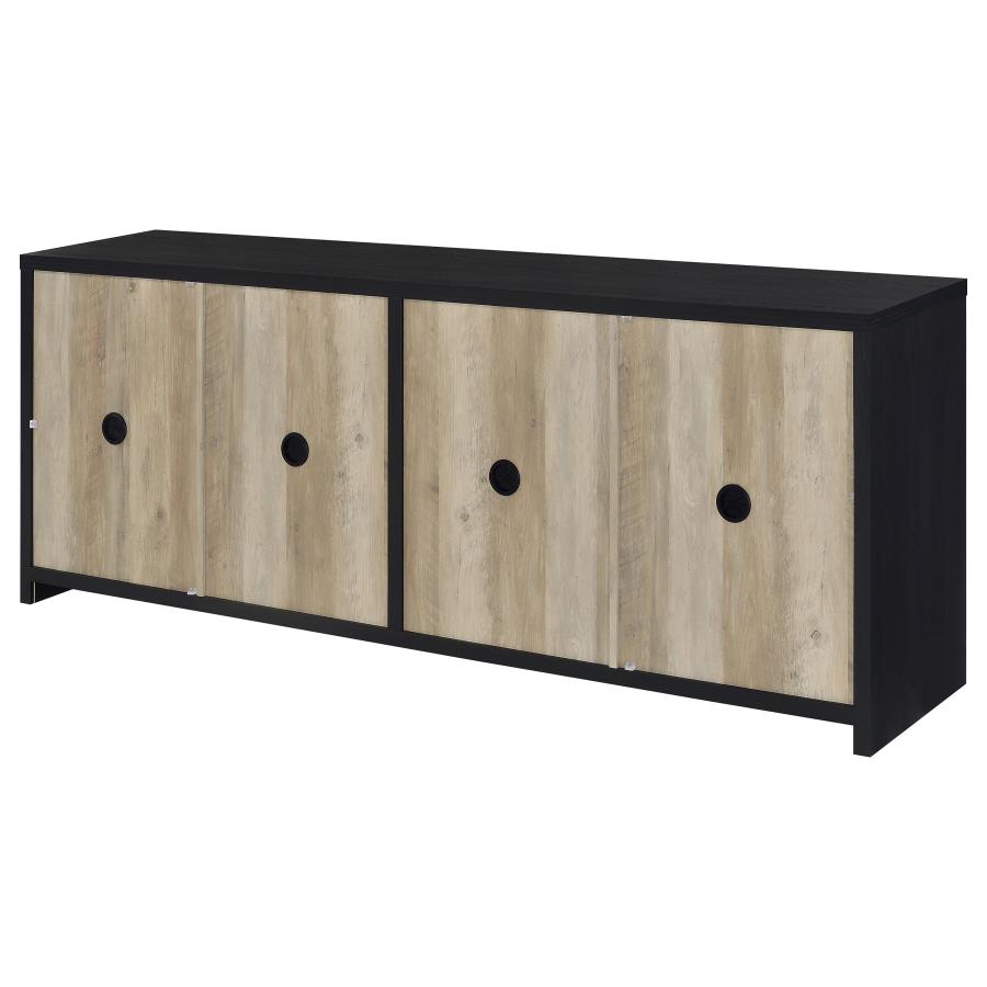 Denison 3-Piece Entertainment Center with 79-Inch TV Stand in Black - Modern Media Console Set