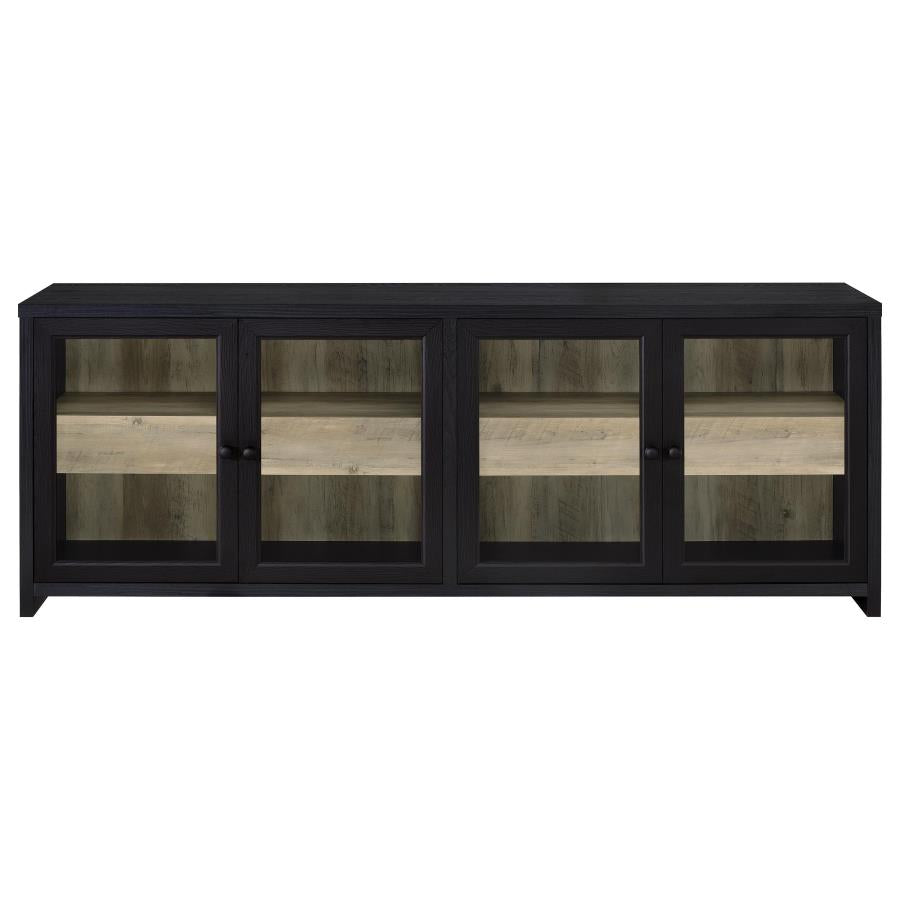 Denison 79-Inch Black 4-Door TV Stand - Modern Media Console Cabinet