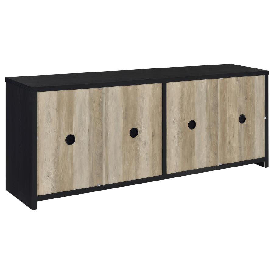 Denison 79-Inch Black 4-Door TV Stand - Modern Media Console Cabinet