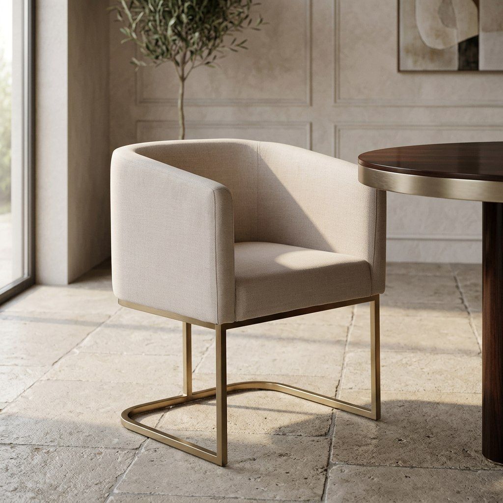 Yukon White and Antique Brass Dining Chair