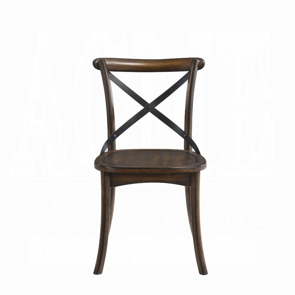 Kaelyn Dark Oak & Black Metal Finish Side Chair (Set-2)