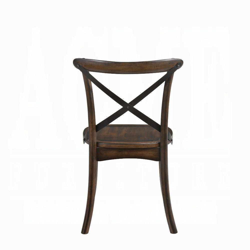 Kaelyn Dark Oak & Black Metal Finish Side Chair (Set-2)
