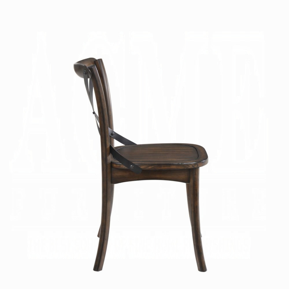 Kaelyn Dark Oak & Black Metal Finish Side Chair (Set-2)