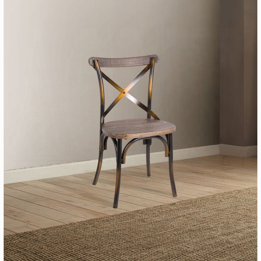 Zaire Antique Copper & Antique Oak Finish Side Chair