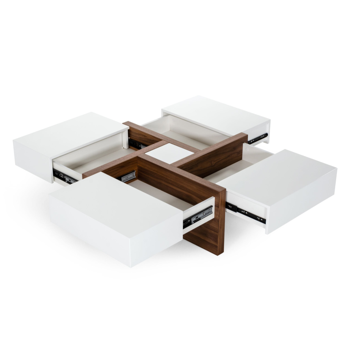 Makai White and Walnut Square Coffee Table