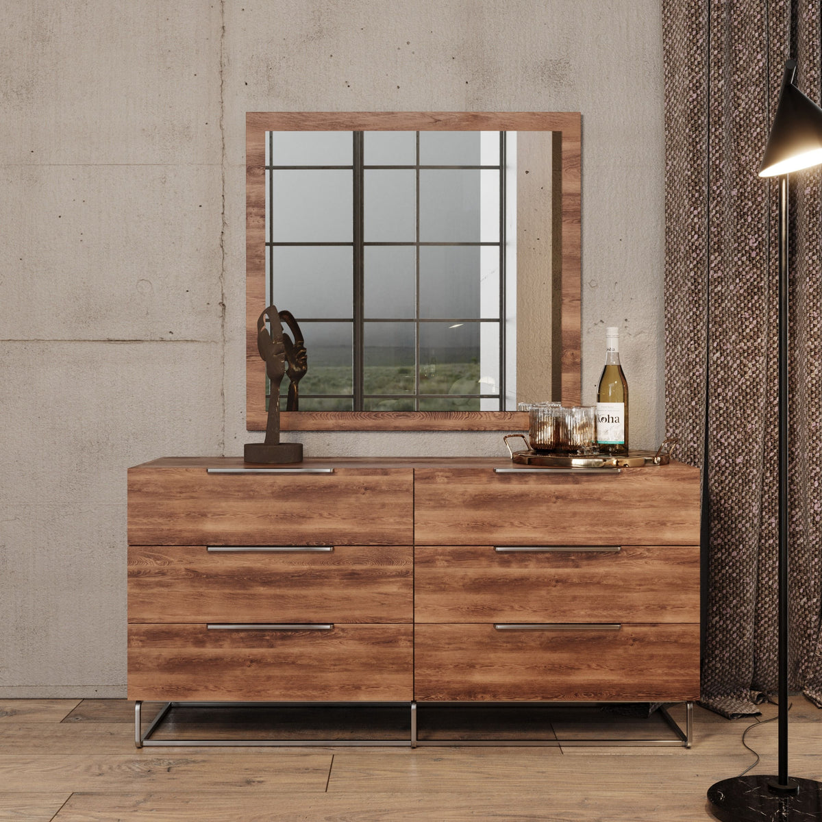 Lorenzo Italian Light Oak Dresser with 6 Soft-Closing Drawers