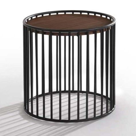 Bronson Walnut and Black Round Tea Table