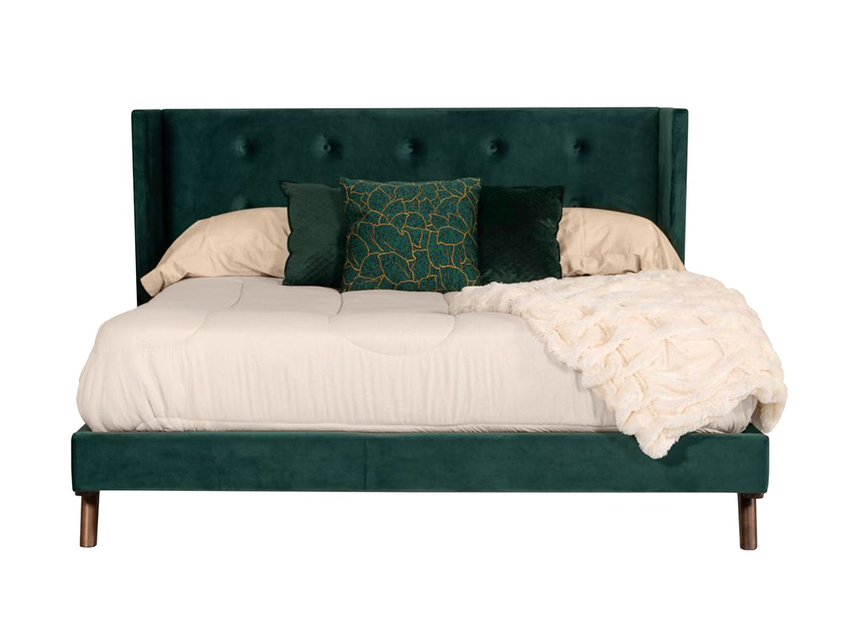 Durango Leaf Green Velvet Platform Bed