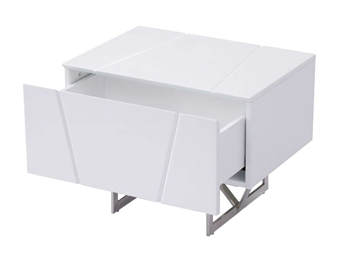 Chrysler High Gloss White Nightstand