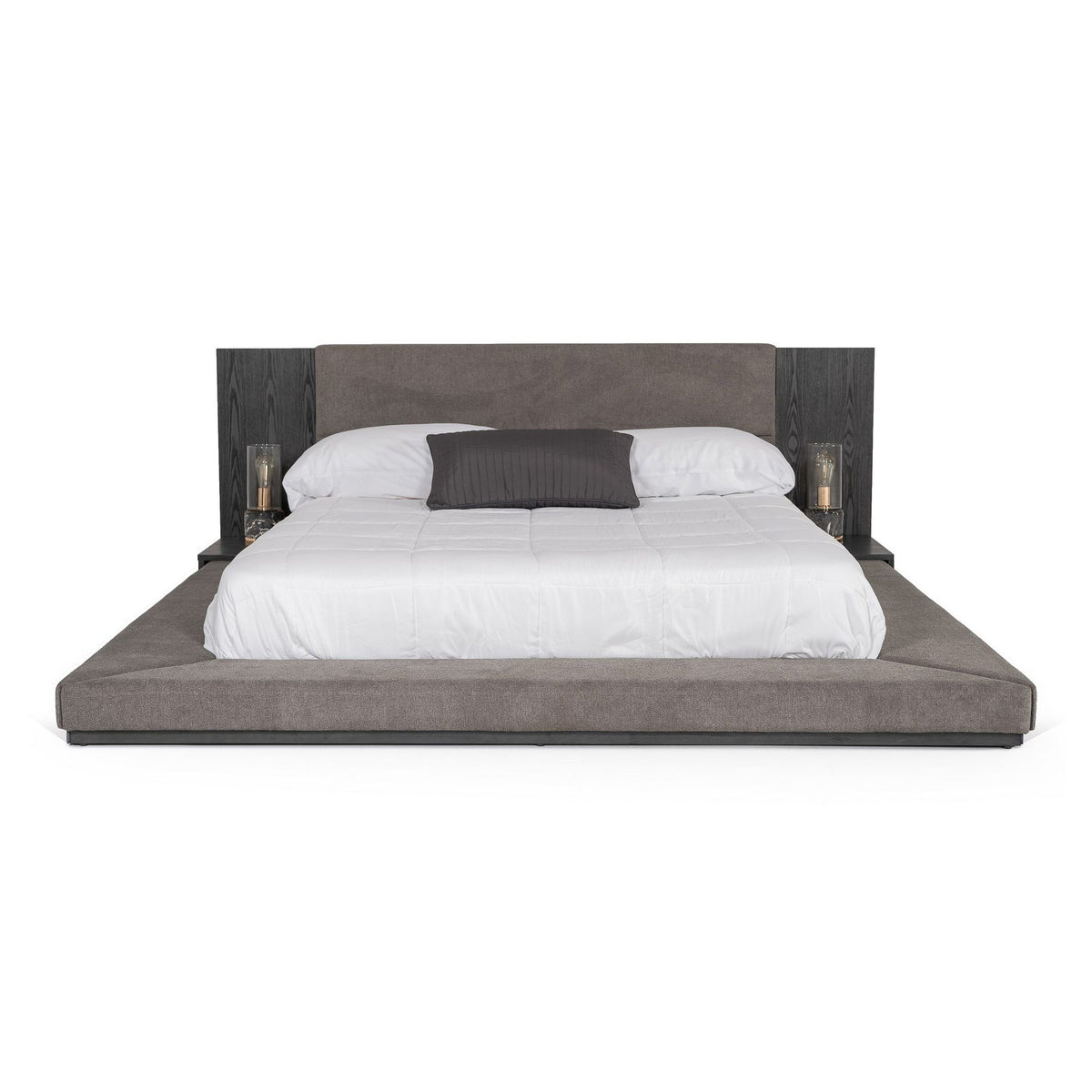 Jagger Grey Platform bed With Built In Nightstands