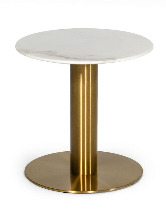 Modrest Fairway - Glam White Marble and Brushed Gold End Table