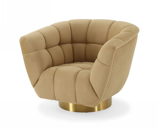 Divani Casa Granby Glam Accent Chair β Mustard Fabric with Gold Legs
