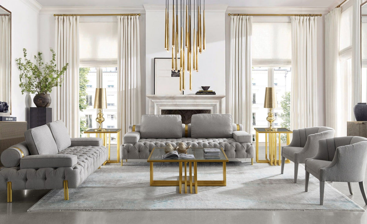 Kodiak Clear Glass and Gold Glass Square Coffee Table