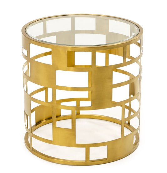 Modrest Kudo - Glam Clear Glass and Gold Glass End Table