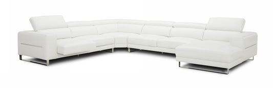 Divani Casa Hawkey - Chic Contemporary White Leather Sectional | Spacious U-Shaped Design