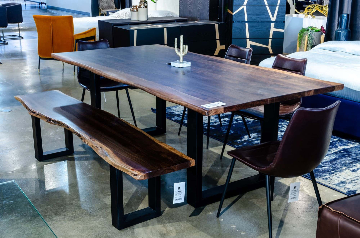 Modrest Taylor 87" Live Edge Dining Table β Large Modern Design with Natural Wood Beauty