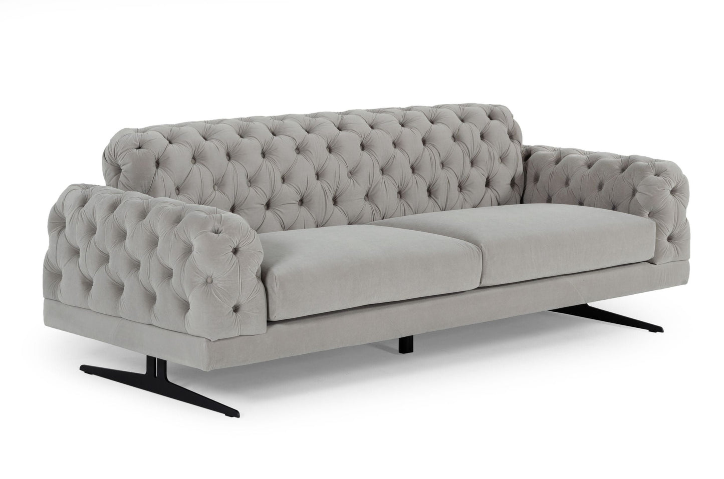Divani Casa Sepulveda Modern Grey Fabric Sofa - Sleek and Comfortable Contemporary Seating
