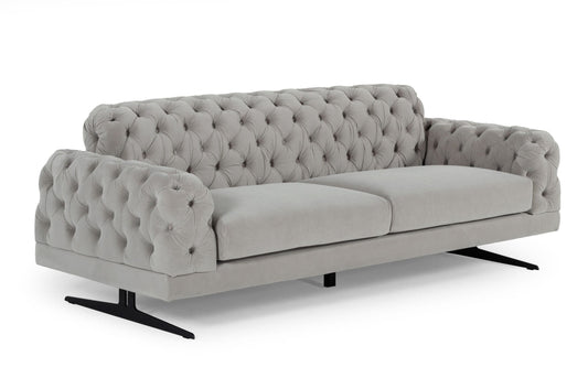 Divani Casa Sepulveda Modern Grey Fabric Sofa - Sleek and Comfortable Contemporary Seating