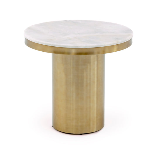 Modrest Rocky Glam End Table β White & Gold Accent Table for Living Room