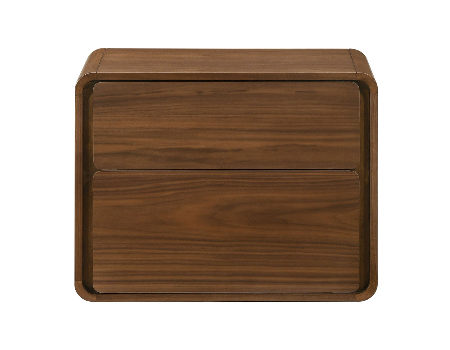 Dustin Walnut Nightstand with 2 Push-to-Open Drawers