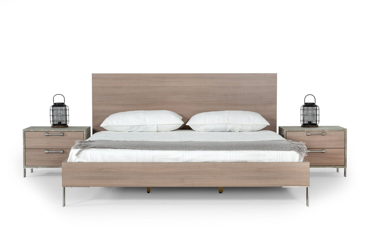 Nova Domus Boston Modern Brown Oak & Brushed Stainless Steel Bed