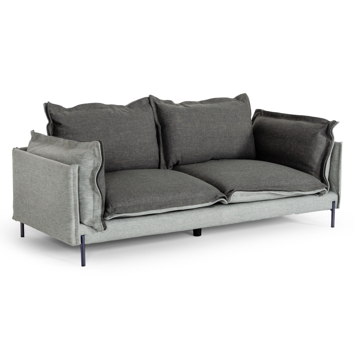 Mars Grey and Dark Grey 2-Tone Upholstered Sofa