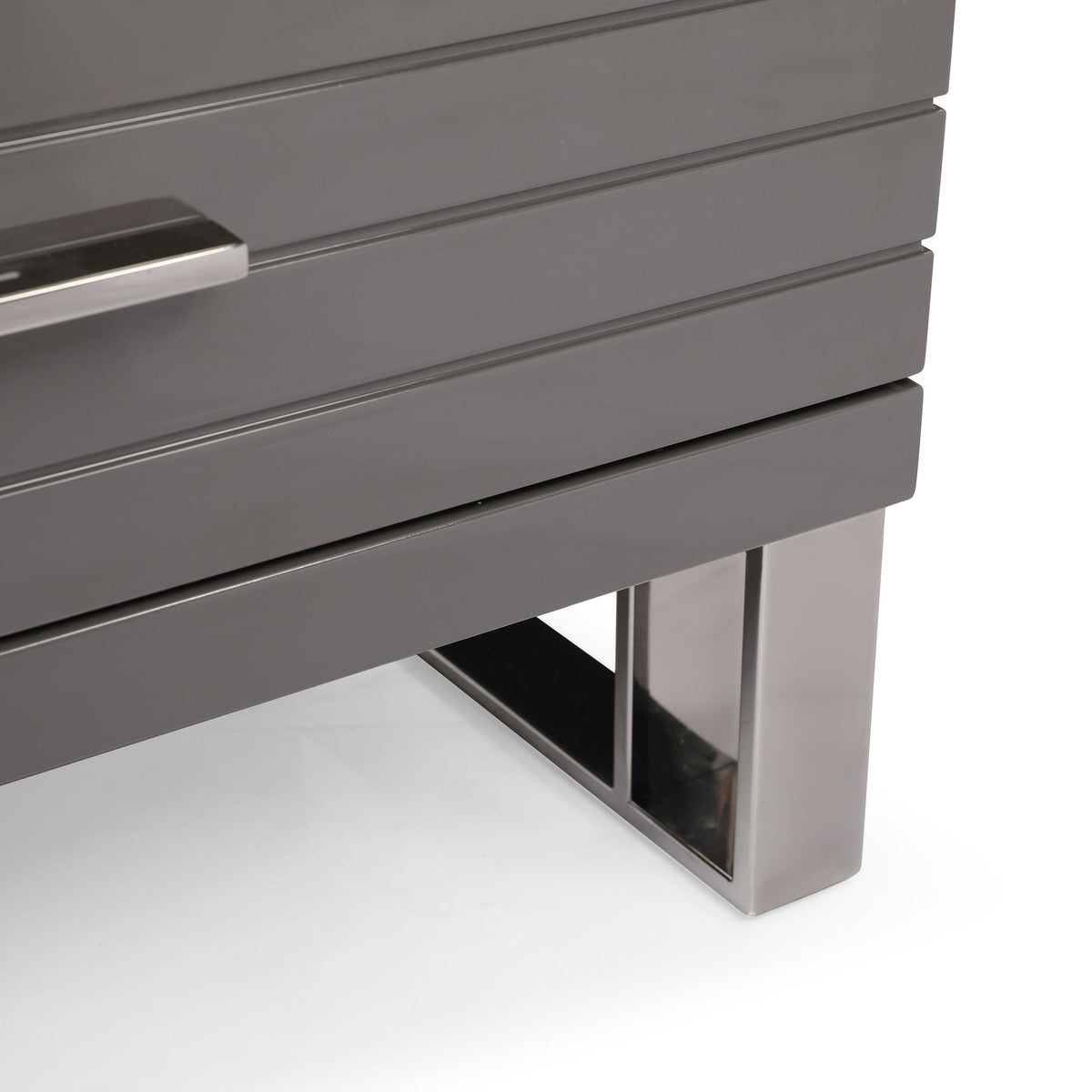 Splendor Grey High Gloss Slatted Six-Drawer Chest