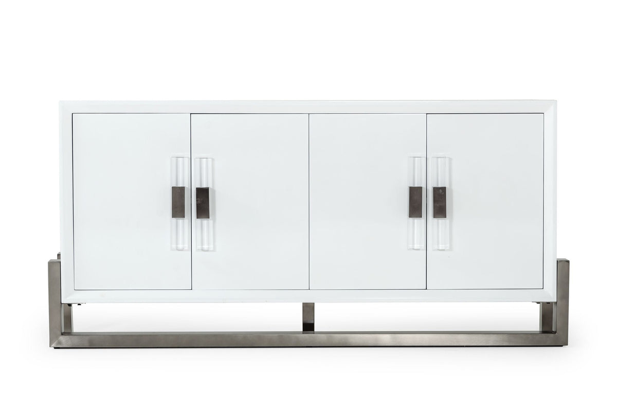 Lenny White High Gloss and Stainless Steel Gun Metal Buffet