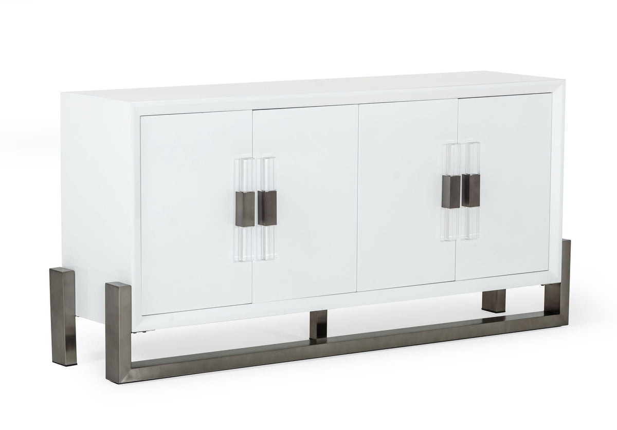Lenny White High Gloss and Stainless Steel Gun Metal Buffet