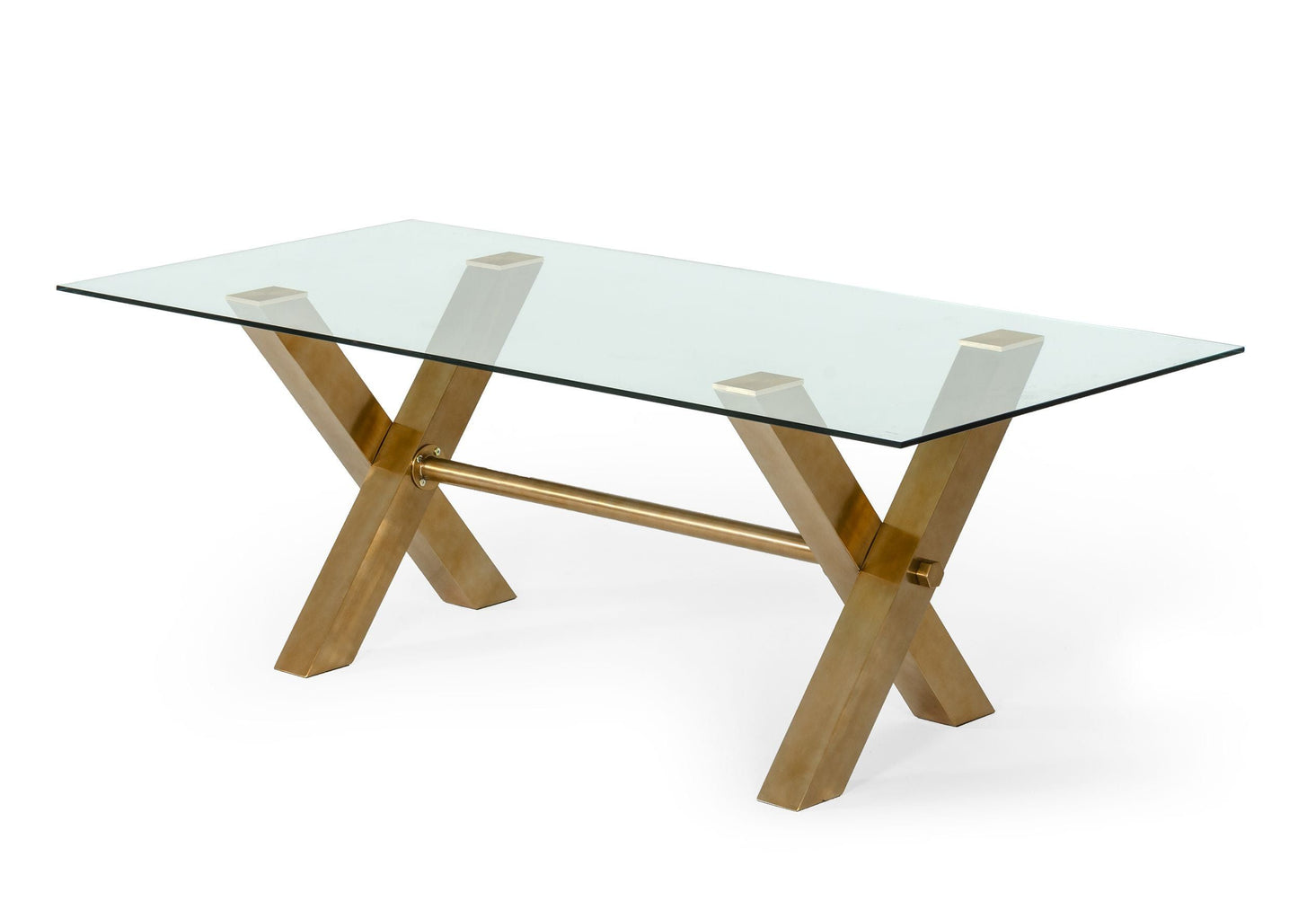 Modrest Dandy Modern Golden & 15mm Glass Dining Table - Sleek and Luxurious Dining Room Centerpiece