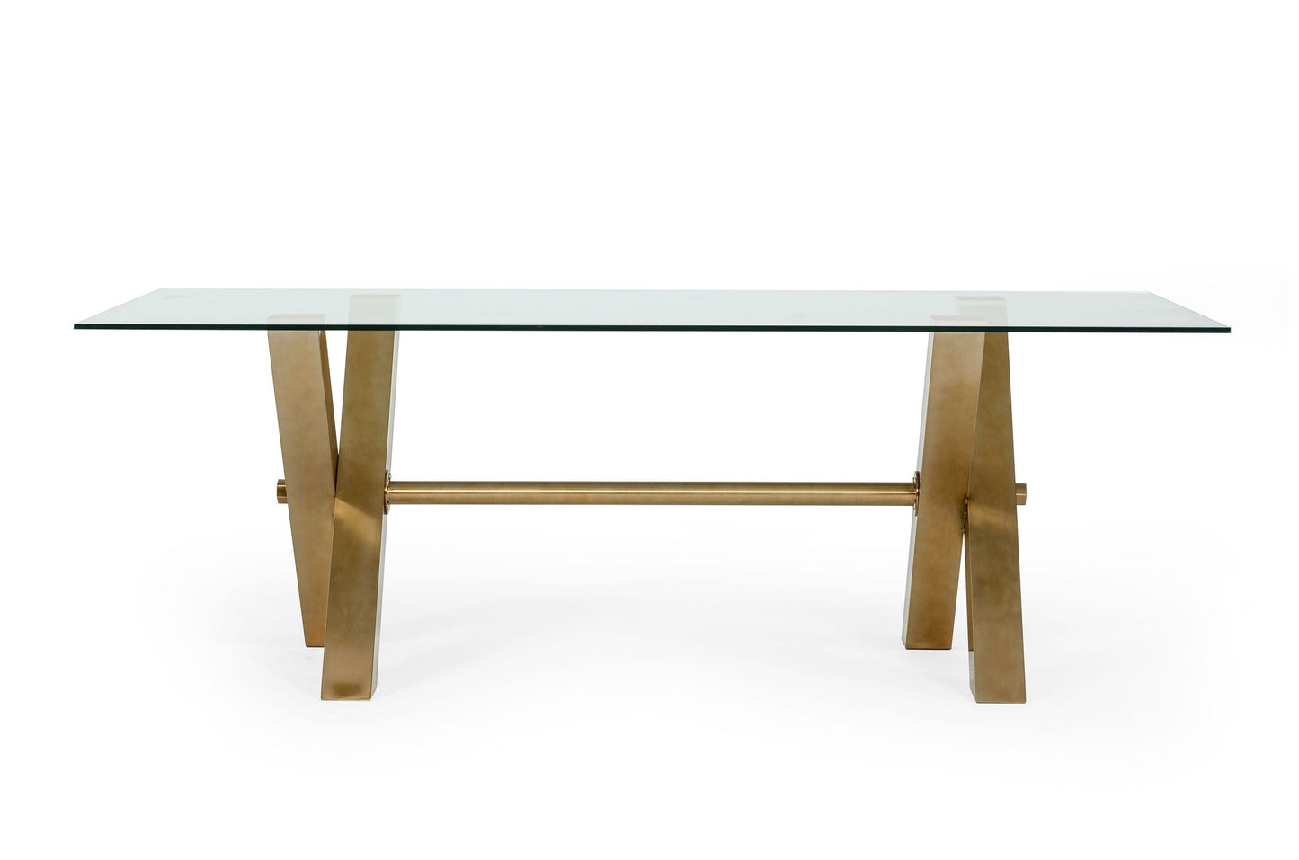 Modrest Dandy Modern Golden & 15mm Glass Dining Table - Sleek and Luxurious Dining Room Centerpiece
