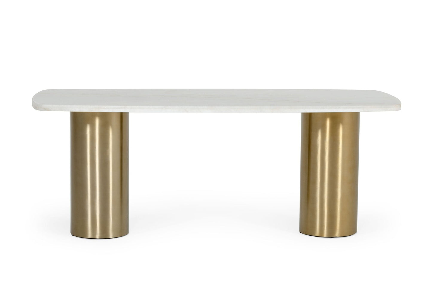 Modrest Rocky Glam White Marble & Brush Gold Dining Table