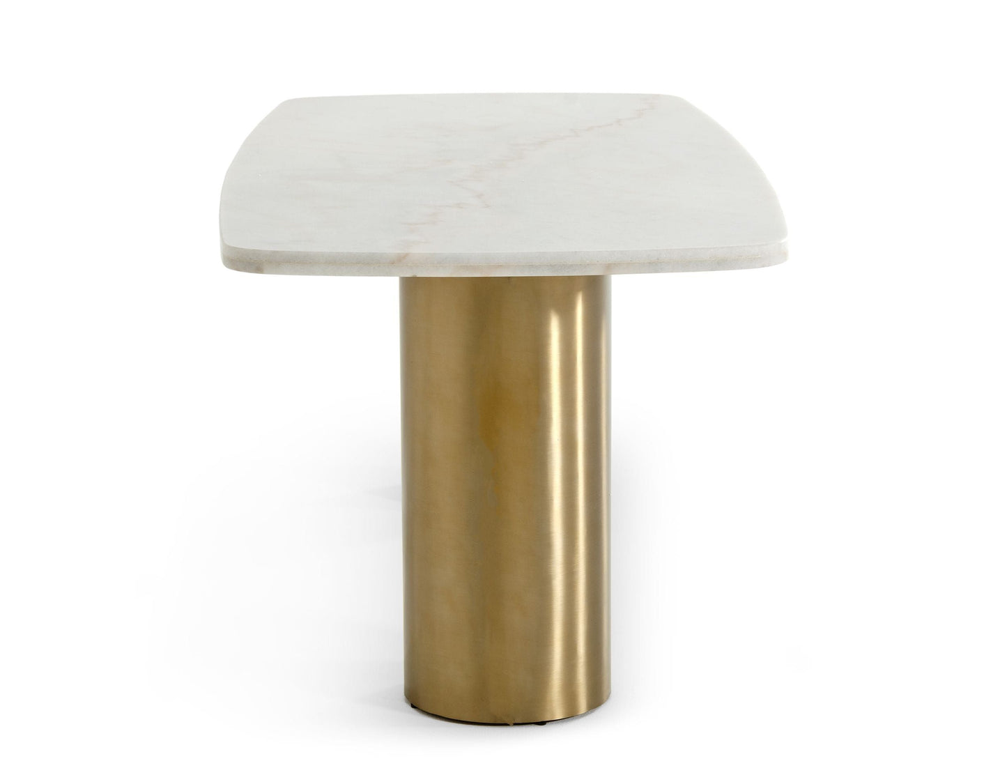 Modrest Rocky Glam White Marble & Brush Gold Dining Table