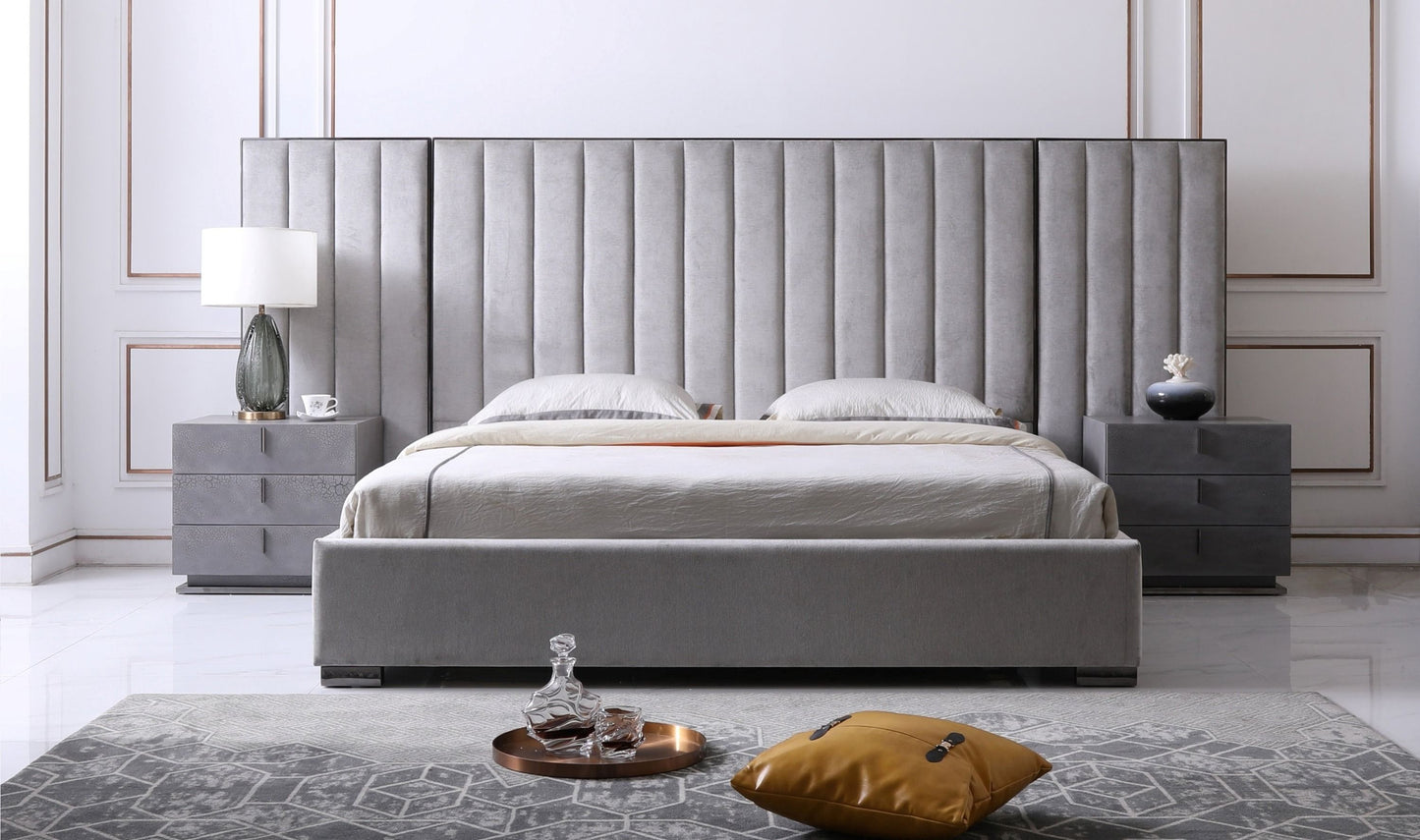 Modrest Buckley Modern Grey and Black Stainless Steel Bed β A Striking Fusion of Contemporary Design and Durable Elegance