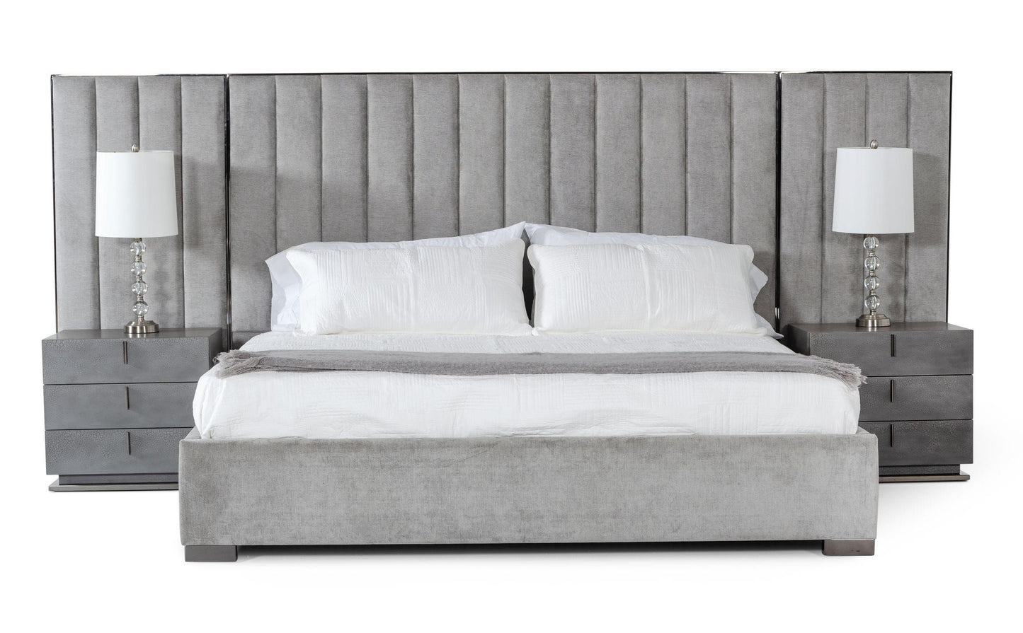 Modrest Buckley Modern Grey and Black Stainless Steel Bed β A Striking Fusion of Contemporary Design and Durable Elegance