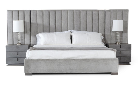 Modrest Buckley Modern Grey and Black Stainless Steel Bed β A Striking Fusion of Contemporary Design and Durable Elegance