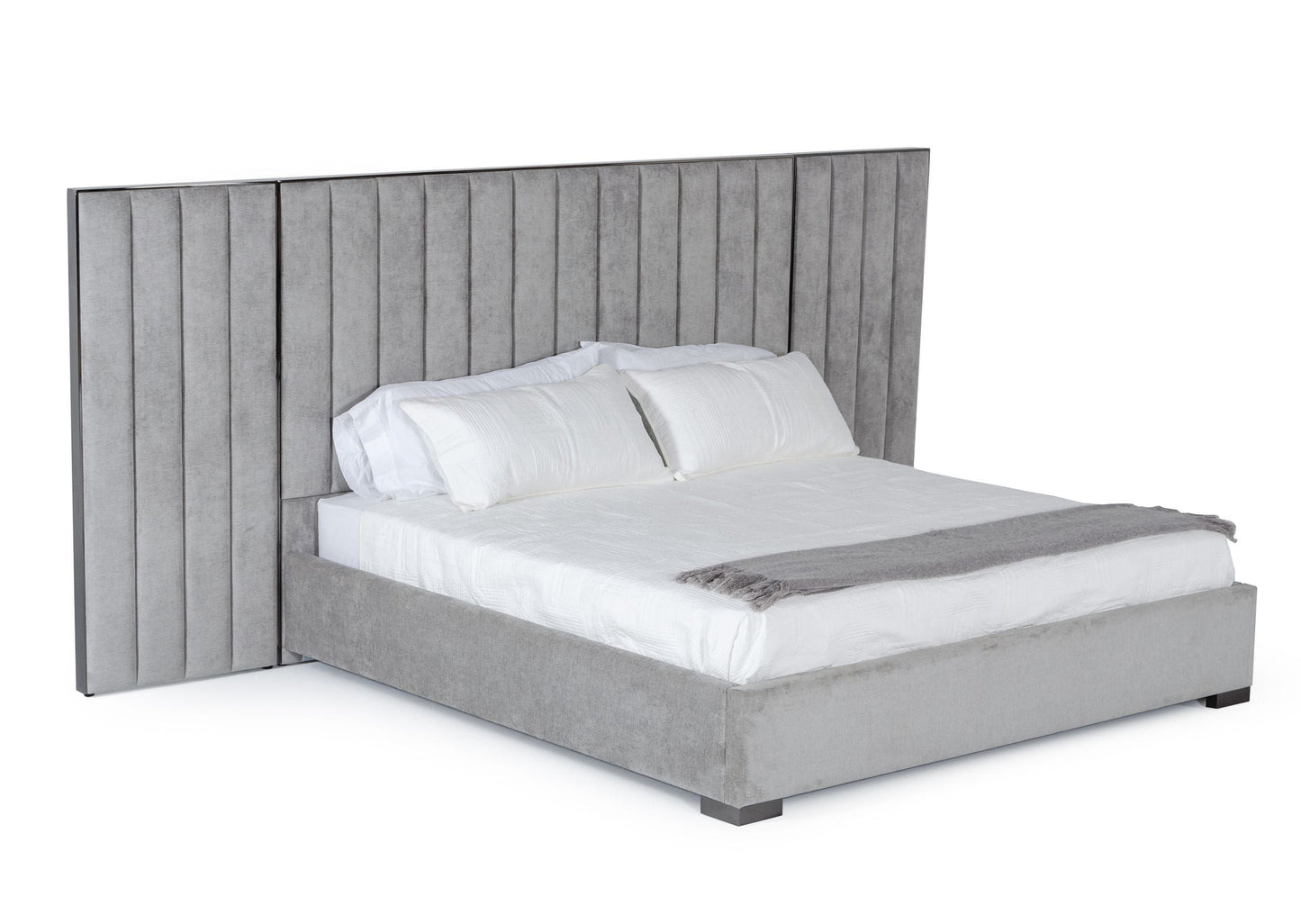 Modrest Buckley Modern Grey and Black Stainless Steel Bed β A Striking Fusion of Contemporary Design and Durable Elegance