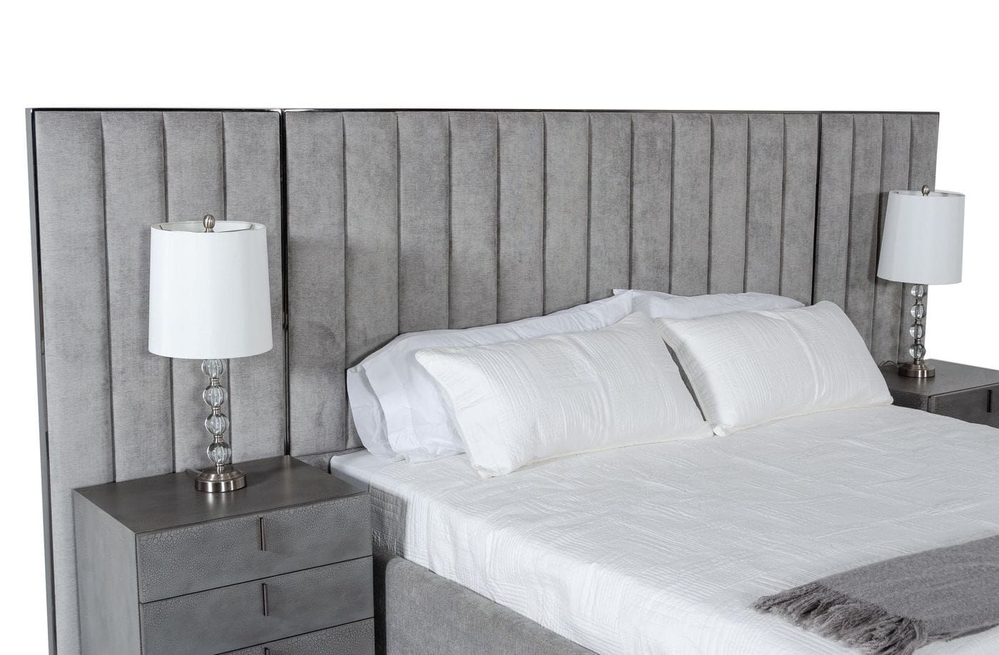 Modrest Buckley Modern Grey and Black Stainless Steel Bed β A Striking Fusion of Contemporary Design and Durable Elegance