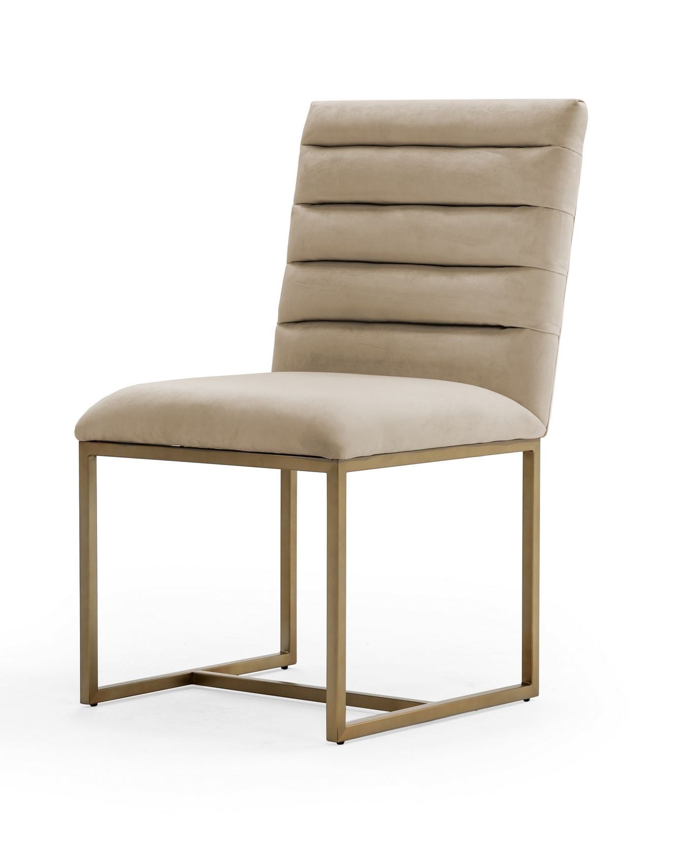 Modrest Barker Modern Beige & Brush Gold Dining Chair (Set of 2)