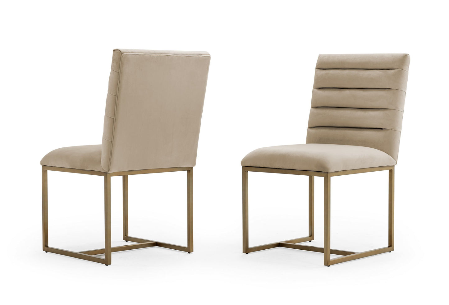 Modrest Barker Modern Beige & Brush Gold Dining Chair (Set of 2)