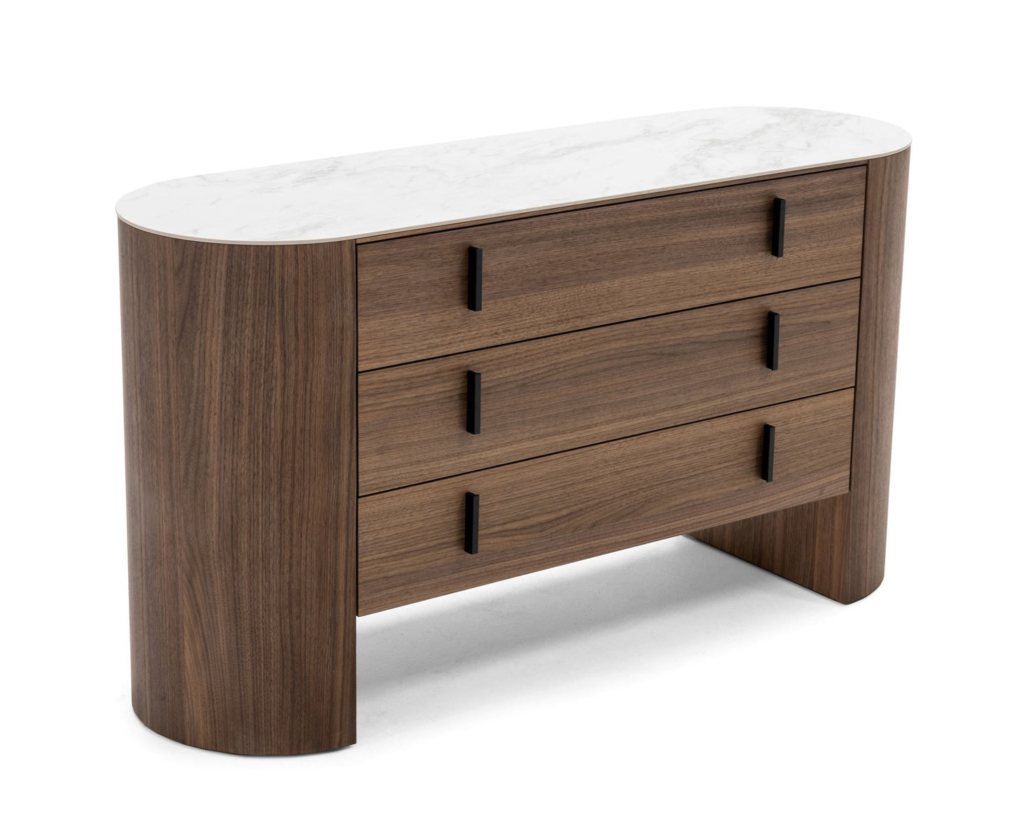 Modrest Chelton - Contemporary White Ceramic & Walnut Dresser