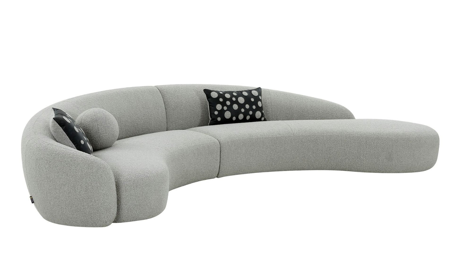 Divani Casa Allis Glam Curved Sectional Sofa β Grey and Black Fabric Upholstery
