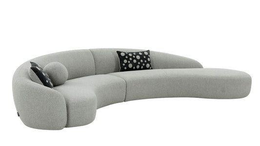 Divani Casa Allis Glam Curved Sectional Sofa β Grey and Black Fabric Upholstery