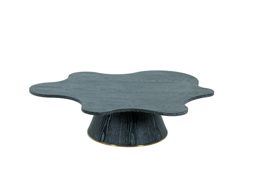 Modrest Gabbro Low Glam Black Wood & Gold Coffee Table β Luxurious Modern Accent Piece